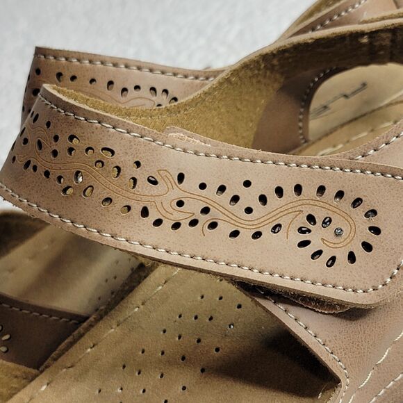 Flexus Revi Sandals Tan Women's Size 10 Spring Footwear Hook & Loop Straps EUC - Picture 10 of 10